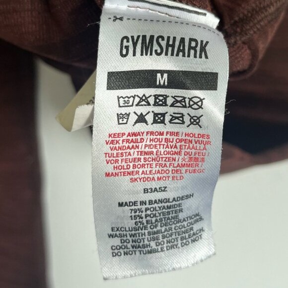 Gymshark Women High Waist Logo Compressive Leggings Brown Burgundy Medium - Picture 4 of 4